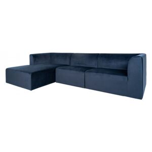 Canapea cu colt albastru din catifea si lemn 272 cm Alba Left House Nordic