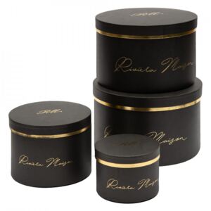 Set 4 cutii cu capac negre/auriu din carton Gift Riviera Maison