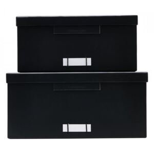 Set 2 cutii cu capac negre din carton File Medium Monograph