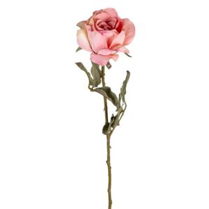 Set 12 flori artificiale roz/verzi din plastic si metal 61 cm Rose Pink Richmond Interiors