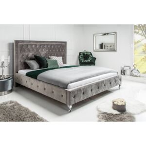 Pat dormitor catifea gri deschis 180x200cm Extravagancia Bed Silver Grey | INVICTA INTERIOR