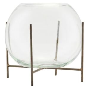 Vaza ADA din Sticla si Metal - Sticla Transparent Diametru (15 cm) x Inaltime (12 cm)