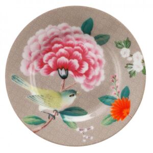 Farfurie intinsa multicolora din portelan 12 cm Blushing Birds Khaki Pip Studio