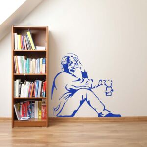 GLIX Banksy "Einstein" - autocolant de perete Albastru 50 x 45 cm