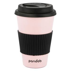 Cana de cafea cu capac, protectie termica din silicon, roz