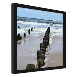 CARO Imagine în cadru - Breakwaters On The Beach 3 70x70 cm Negru