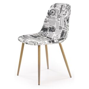 K220 scaun tapițat multiculoare/stejar auriu