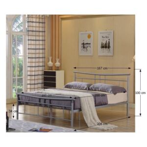 Cadru pat cu somieră, metal argintiu, 160x200, DORADO