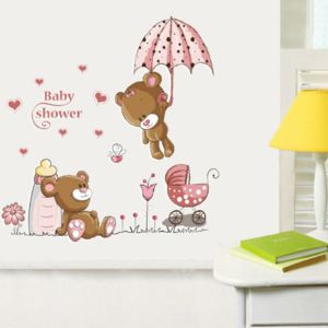 Sticker perete Pink Bear Baby Shower