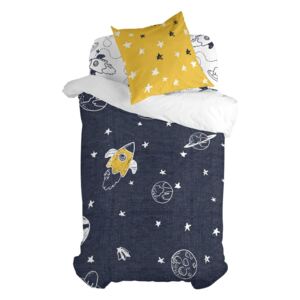 Lenjerie de pat din bumbac pentru copii, pentru pat de o persoană Mr. Fox Starspace, 140 x 200 cm