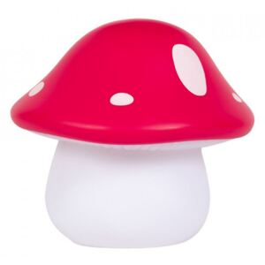 Veioza rosie/alba din PVC cu LED 14 cm Mushroom A Little Lovely Company