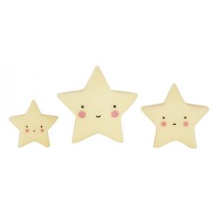 Set 3 decoratiuni galbene din PVC Stars A Little Lovely Company