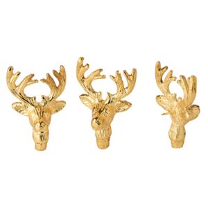 Set 3 decoratiuni pentru lumanari aurii din aluminiu 6 cm Moose Edzard
