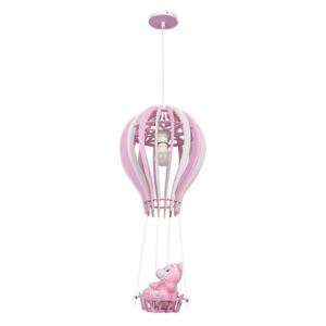 Lustra alba/roz din lemn si metal Balonik Milagro Lighting