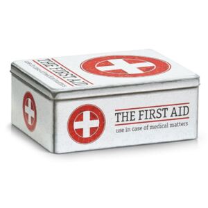 Cutie alba/rosie cu capac din metal pentru medicamente First Aid Zeller