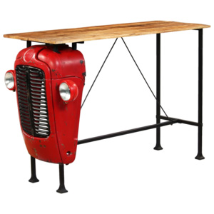 Masă bar, stil tractor, lemn masiv mango, roșu, 60x150x107 cm