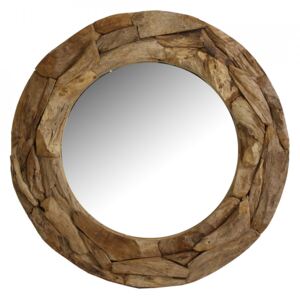 Oglinda rotunda maro din lemn de tec 100 cm Tsumeb Vical Home
