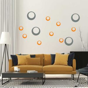 GLIX Decorative circles - autocolant de perete Gri și portocaliu 95 x 65 cm