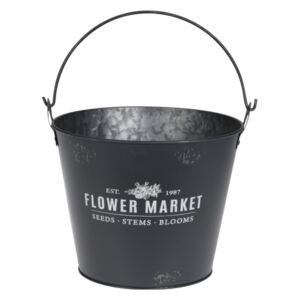 Ghiveci Bucket Shape, 23.3x19x16.8 cm, zinc, negru