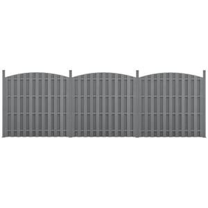 [neu.holz]® Gard arcada Saturn 3 panouri, 185 x 562 cm, WPC, gri