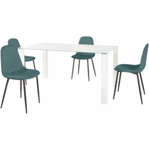 Set masă cu 4 scaune Støraa Dante, lungime masă 160 cm, turcoaz