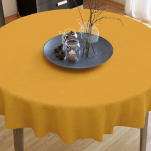 Goldea față de masă decorativă loneta - muştar - rotundă Ø 130 cm