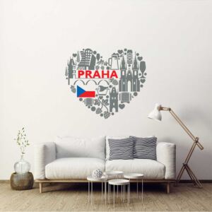 Heart of Prague - autocolant de perete Gri 100 x 90 cm