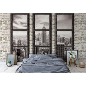 Fototapet - New York City Penthouse Window View Vliesová tapeta - 208x146 cm