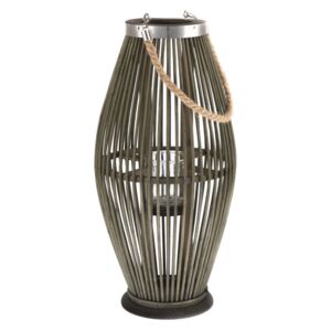 Felinar din bambus Delgada, cu sticlă, 25 x 49x 24 cm