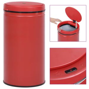 Coș de gunoi automat cu senzor, 60 L, roșu, oțel carbon