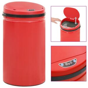 Coș de gunoi automat cu senzor, 50 L, roșu, oțel carbon