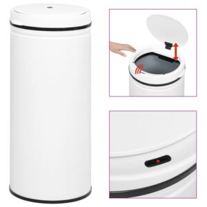 Coș de gunoi automat cu senzor, 80 L, alb, oțel carbon