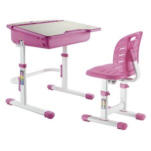 Set birou și scaun copii ergonomic reglabil în înălțime și spătar reglabil în adâncime ErgoK ALMA Roz
