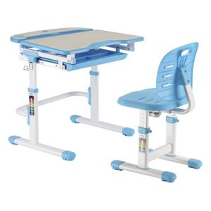 Set birou și scaun copii ergonomic reglabil în înălțime și spătar reglabil în adâncime ErgoK RICO Albastru