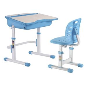 Set birou și scaun copii ergonomic reglabil în înălțime și spătar reglabil în adâncime ErgoK ALMA Albastru