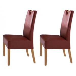 Set de 2 scaune Alessia piele sintetica/lemn masiv, rosu, 47 x 99 x 59 cm
