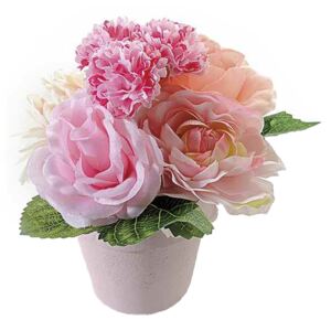 Flori artificiale roz in ghiveci rotund cm 8 x 8 x 15 H