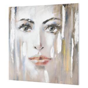 [art.work] Tablou pictat manual - femeie - panza in, cu rama ascunsa - 100x100x3,8cm
