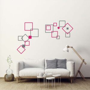 GLIX Decorative squares III.- autocolant de perete Gri și roz 2 x 60 x 30 cm