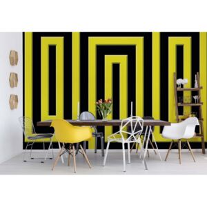 Fototapet GLIX - Black And Yellow Geometric Pattern + adeziv GRATUIT Tapet nețesute - 254x184 cm