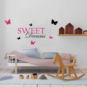GLIX Sweet dreams - autocolant de perete Negru și roz 120 x 60 cm