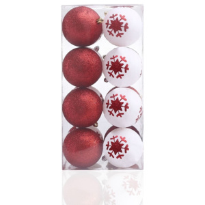 Set 16 globuri pentru brad, din plastic Cherry White / Red, Ø8 cm