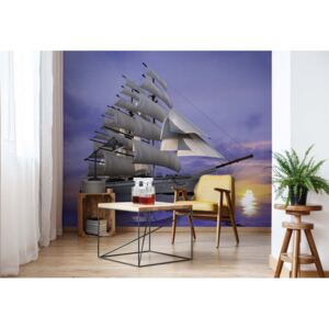 Fototapet - Sailing Ship Sunset Vliesová tapeta - 416x254 cm