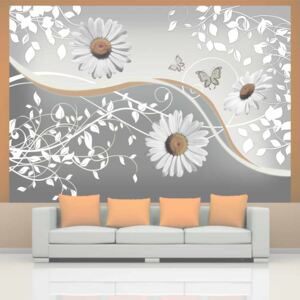 Fototapet Bimago - Flying daisies + Adeziv gratuit 400x280 cm