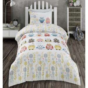 Lenjerie de pat copii Ranforce Owl V1 Multicolor-1 pers-140 x 200 cm