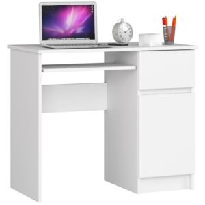 Narsa PIKSEL masă de birou, culoare alb, cu sertar lateral dreapta și dulap