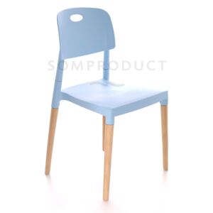 Scaun din plastic cu picioare din lemn Deo Albastru, l47xA48xH82,5 cm