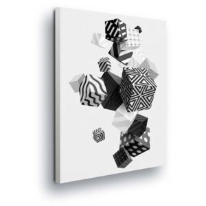 Tablou - Black and White Abstract Playing Cubes 2 x 40x60 / 2 x 30x80 / 1 x 30x100 cm