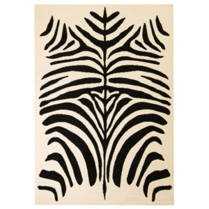 Covor modern cu design zebră, 140 x 200 cm, bej/negru