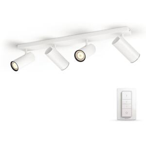 Spot LED aplicat, inteligent, Philips HUE Buratto Pillar, cvadruplu, alb cald / rece, 1400lm, variator Hue inclus